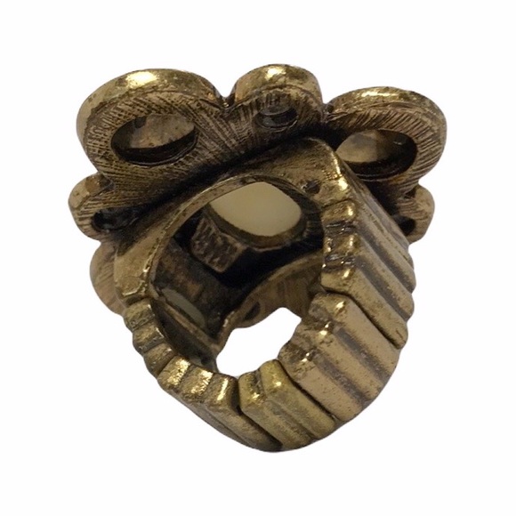 Vintage Pearl & Rhinestone Stretch Ring - Picture 5 of 8